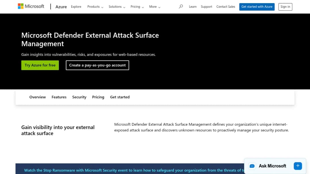 Defender External Attack Surface Management screenshot