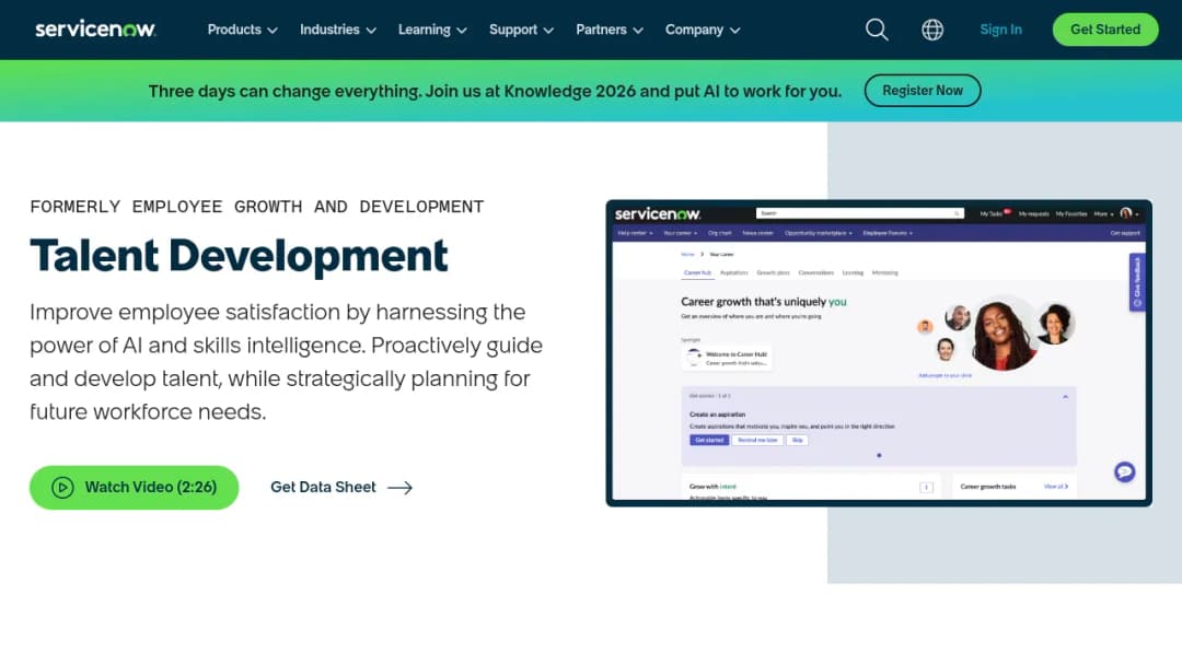 ServiceNow Talent Development screenshot