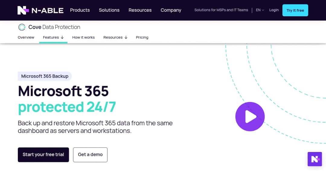 N-able Microsoft 365 Backup screenshot