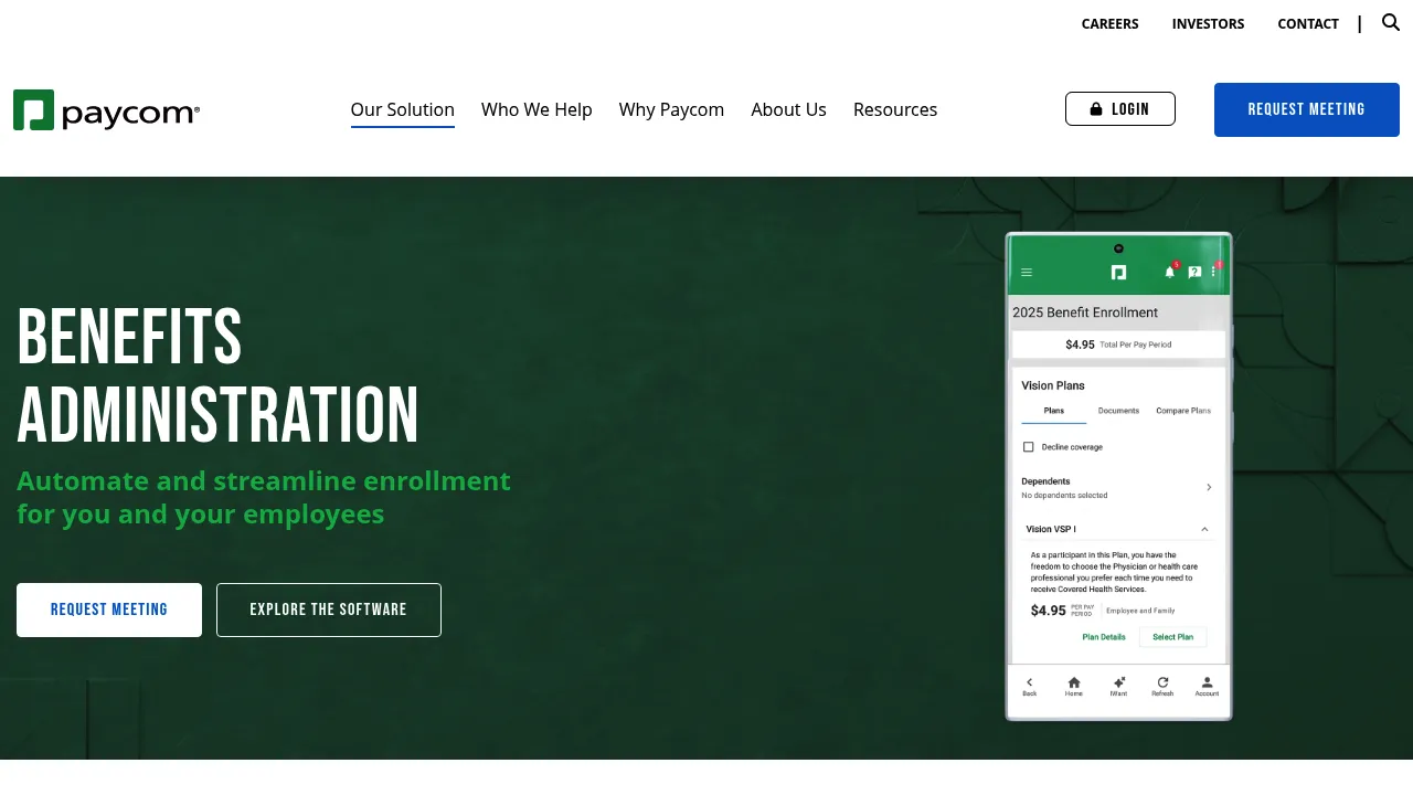 Paycom Benefits Administration screenshot