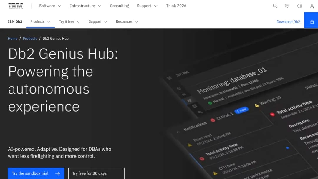 IBM Db2 Intelligence Center screenshot