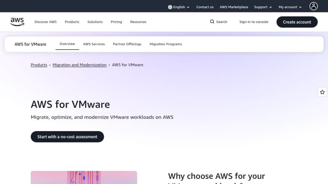 VMware Cloud on AWS screenshot