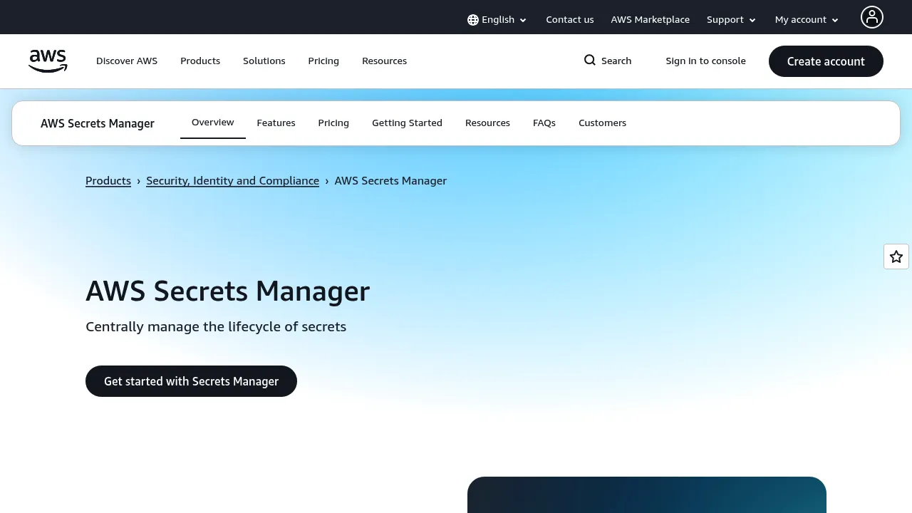 AWS Secrets Manager screenshot