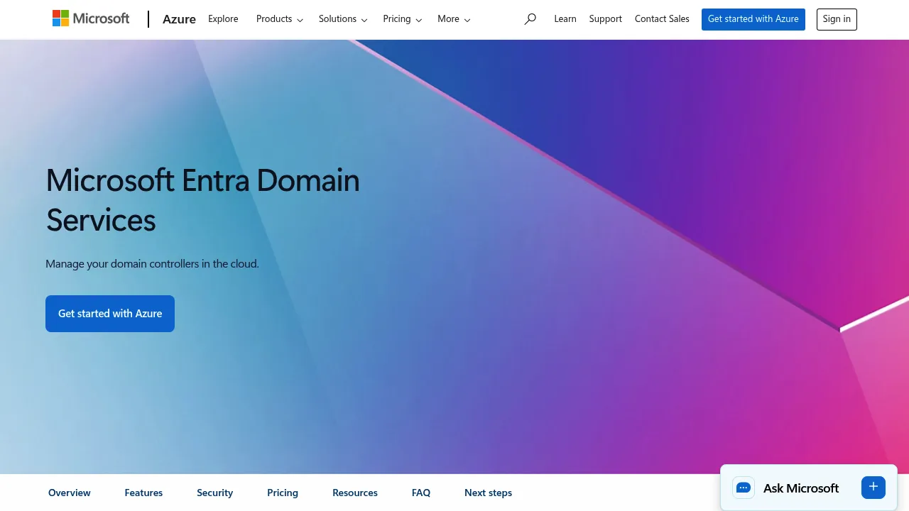 Microsoft Entra Domain Services screenshot
