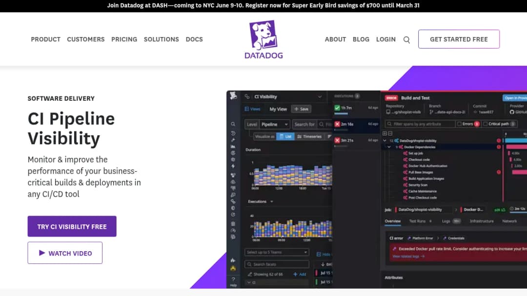Datadog CI Visibility screenshot