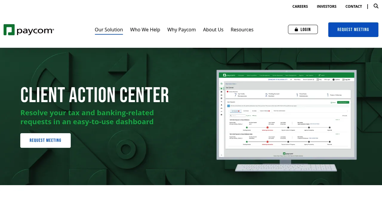 Paycom Client Action Center screenshot