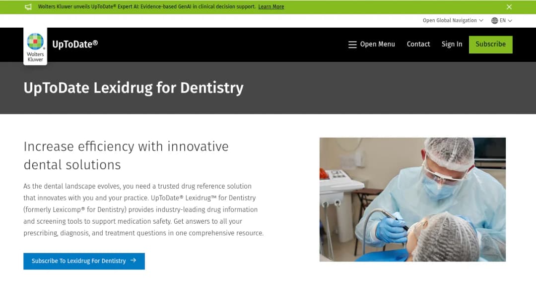 Wolters Kluwer UpToDate Lexidrug for Dentistry screenshot