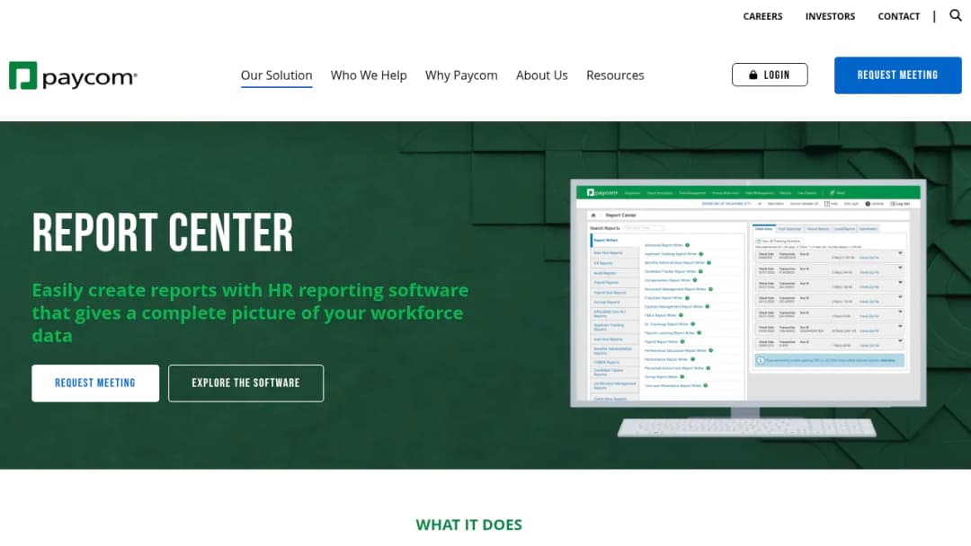 Paycom Report Center screenshot