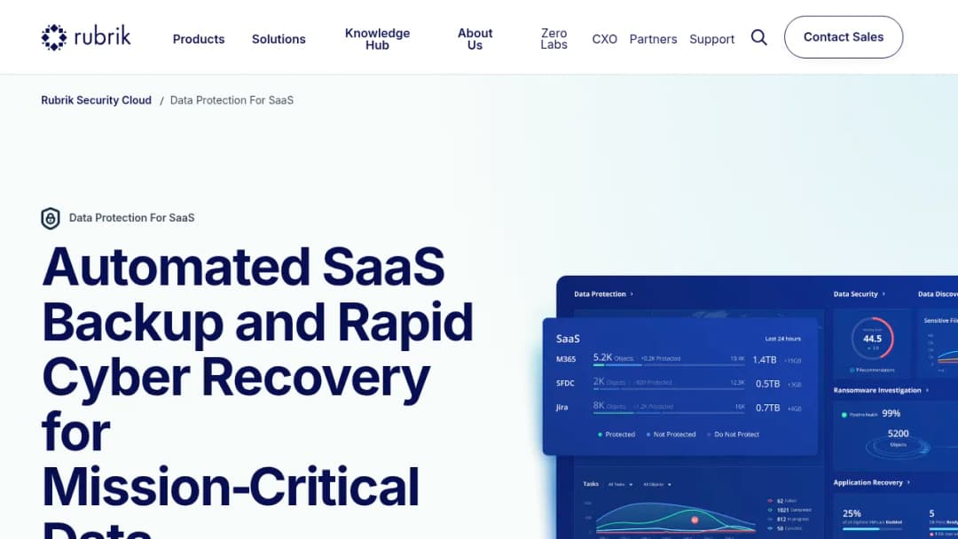 Rubrik SaaS Apps screenshot