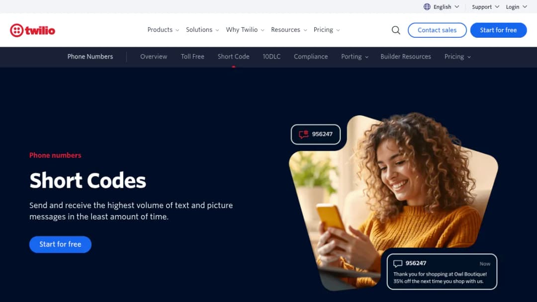 Twilio Short Codes screenshot