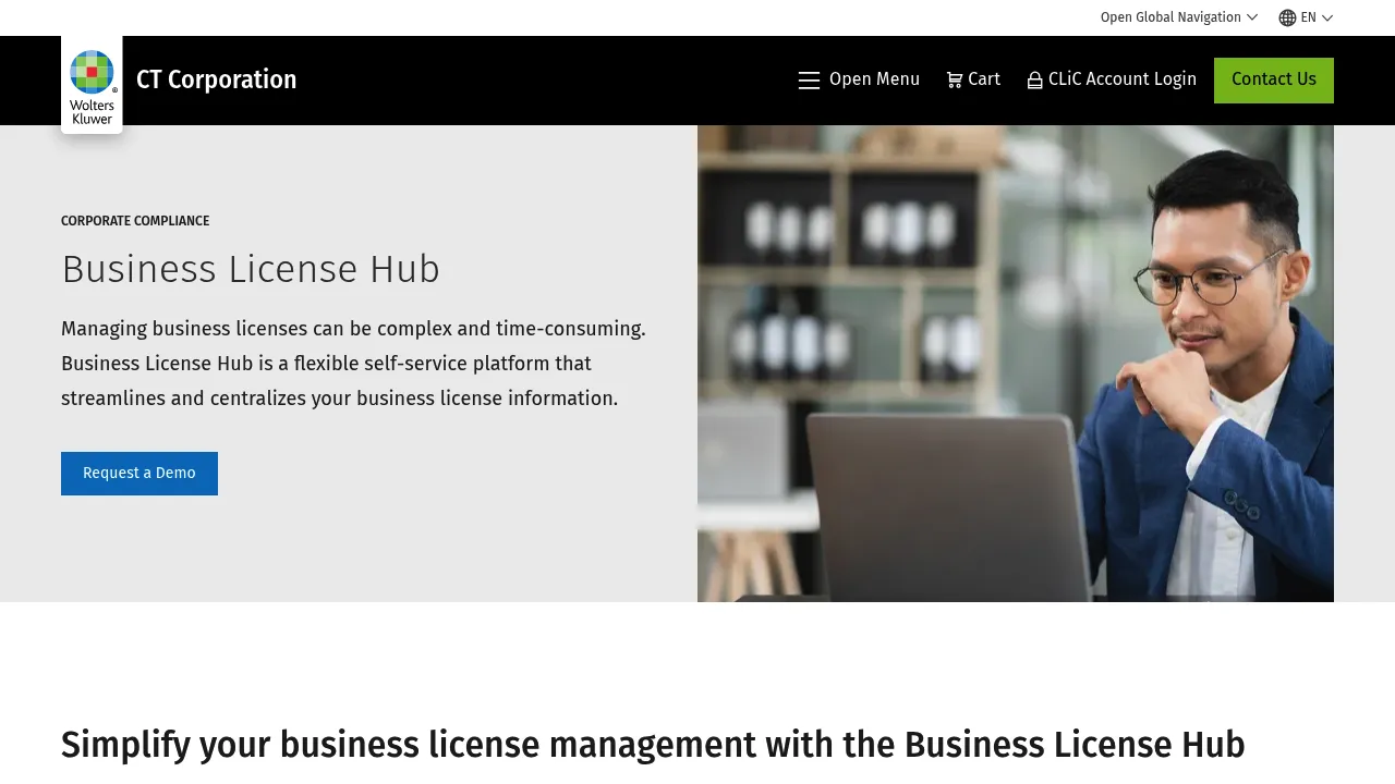 Wolters Kluwer Business License Hub screenshot