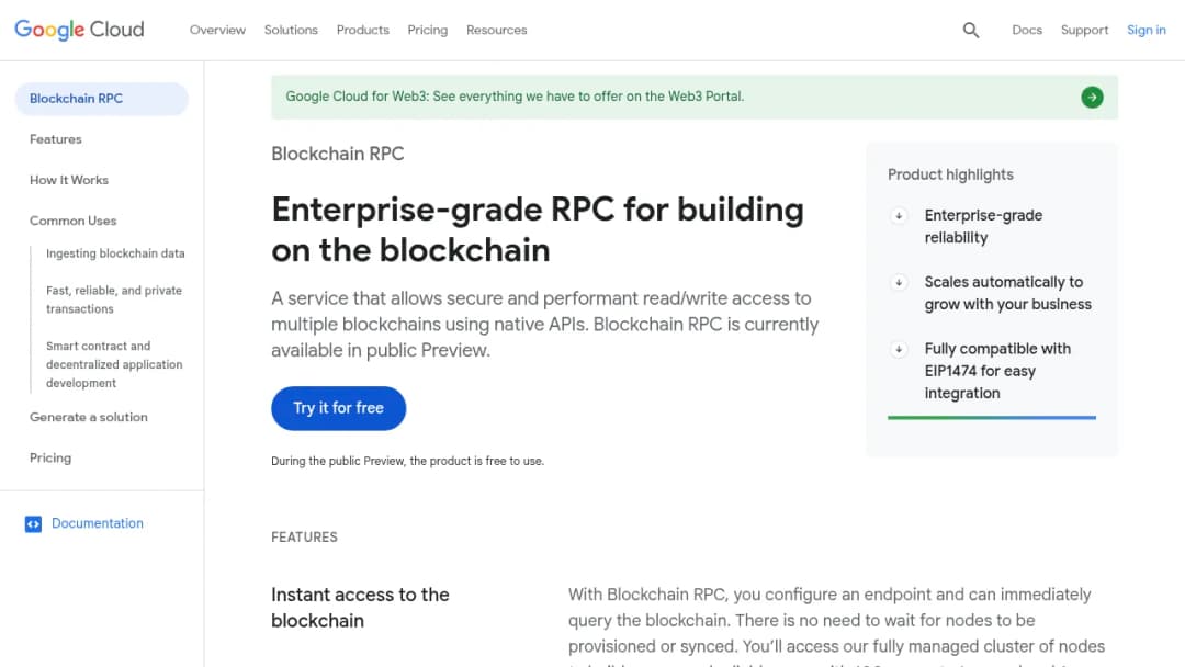 Google Blockchain RPC screenshot
