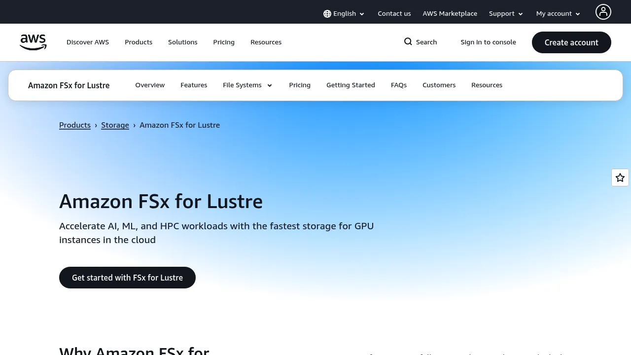 Amazon FSx for Lustre screenshot