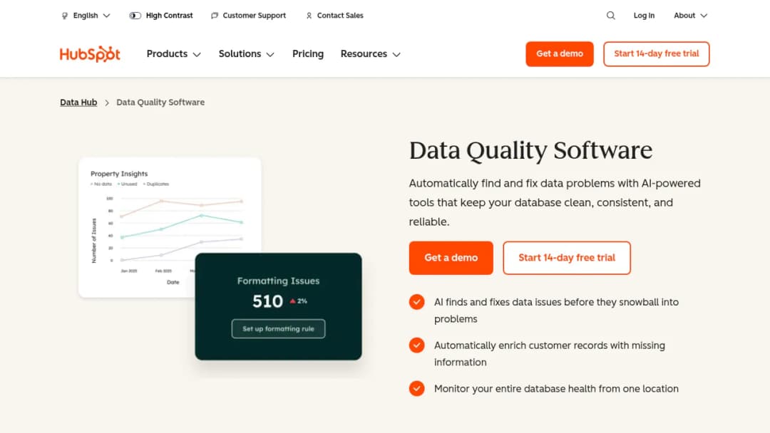 HubSpot Data Quality Software screenshot