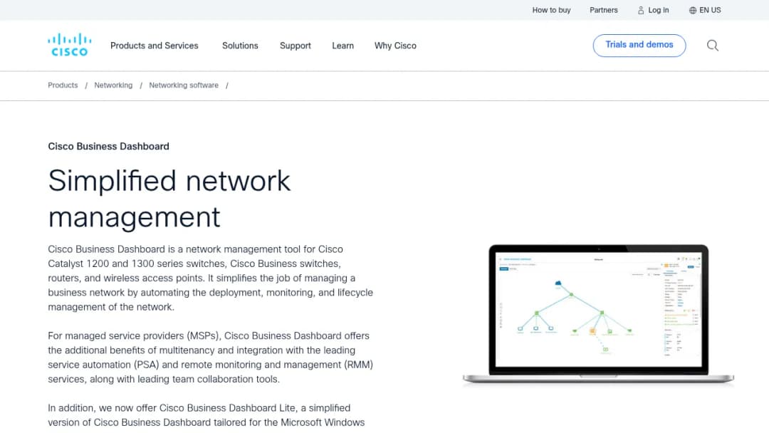 Cisco Business Dashboard screenshot
