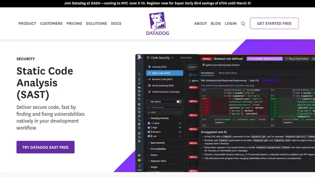 Datadog Static Code Analysis screenshot