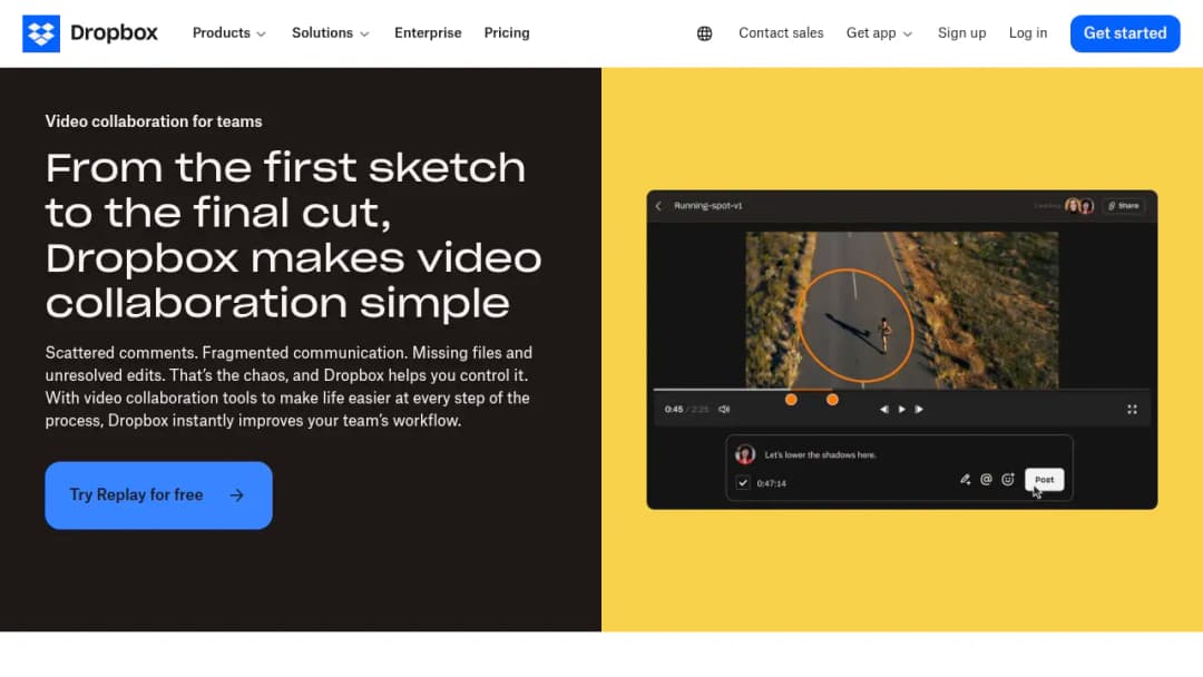 Dropbox Video collaboration screenshot