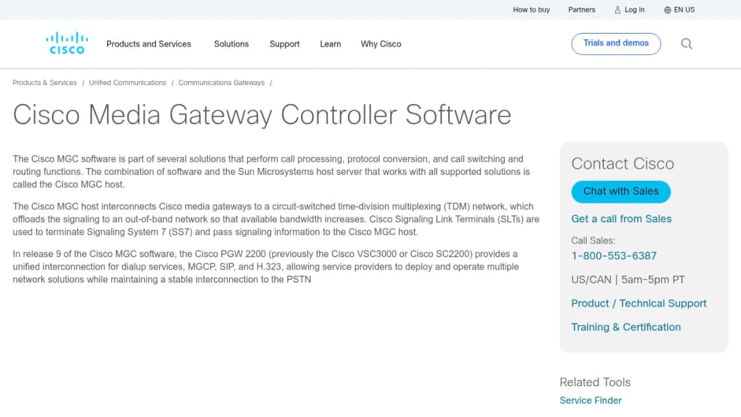 Cisco Media Gateway Controller Software screenshot