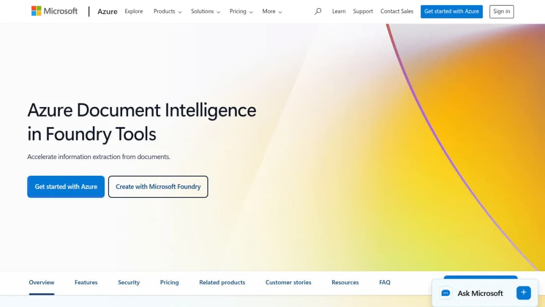 Azure AI Document Intelligence screenshot