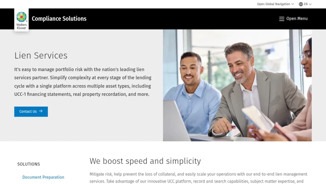 Wolters Kluwer Lien Solutions screenshot