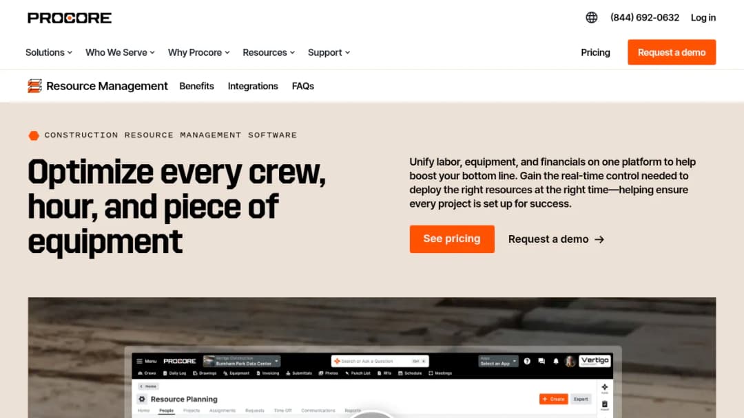Procore Resource Management screenshot