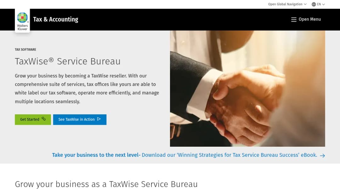 Wolters Kluwer TaxWise® Service Bureau screenshot