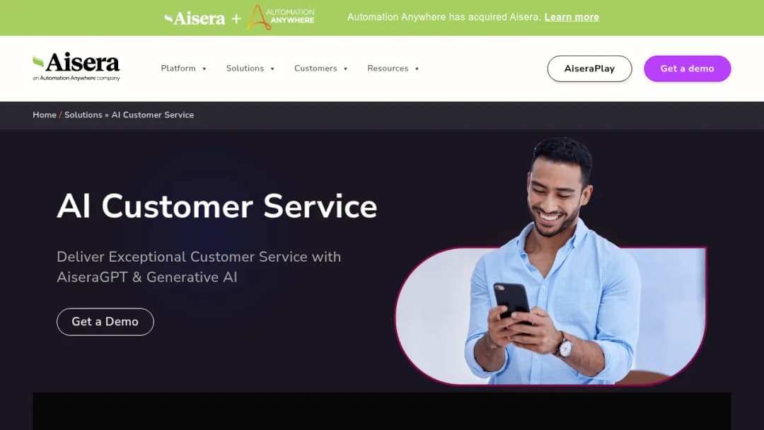 Aisera Customer Service screenshot