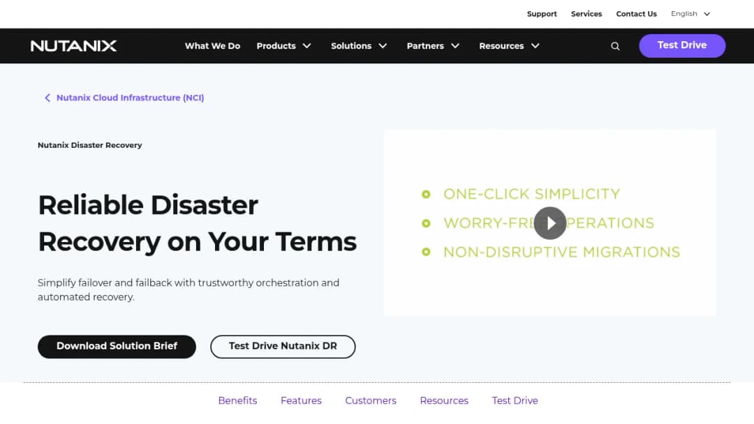 Nutanix Disaster Recovery screenshot