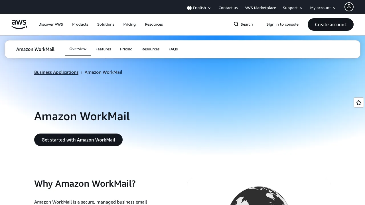 Amazon WorkMail screenshot