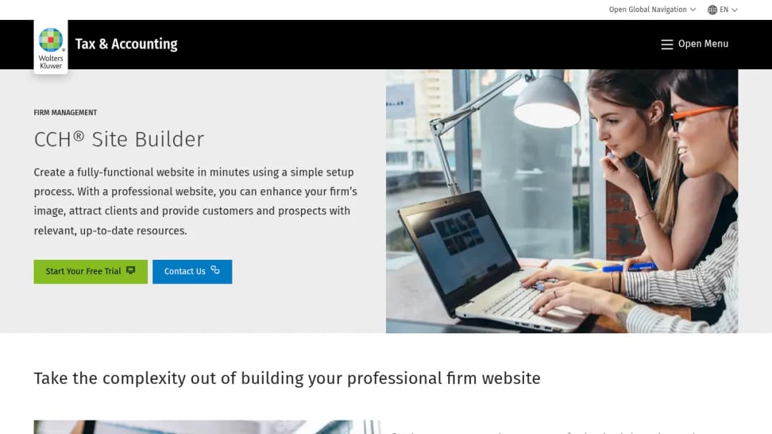 Wolters Kluwer CCH® Site Builder screenshot