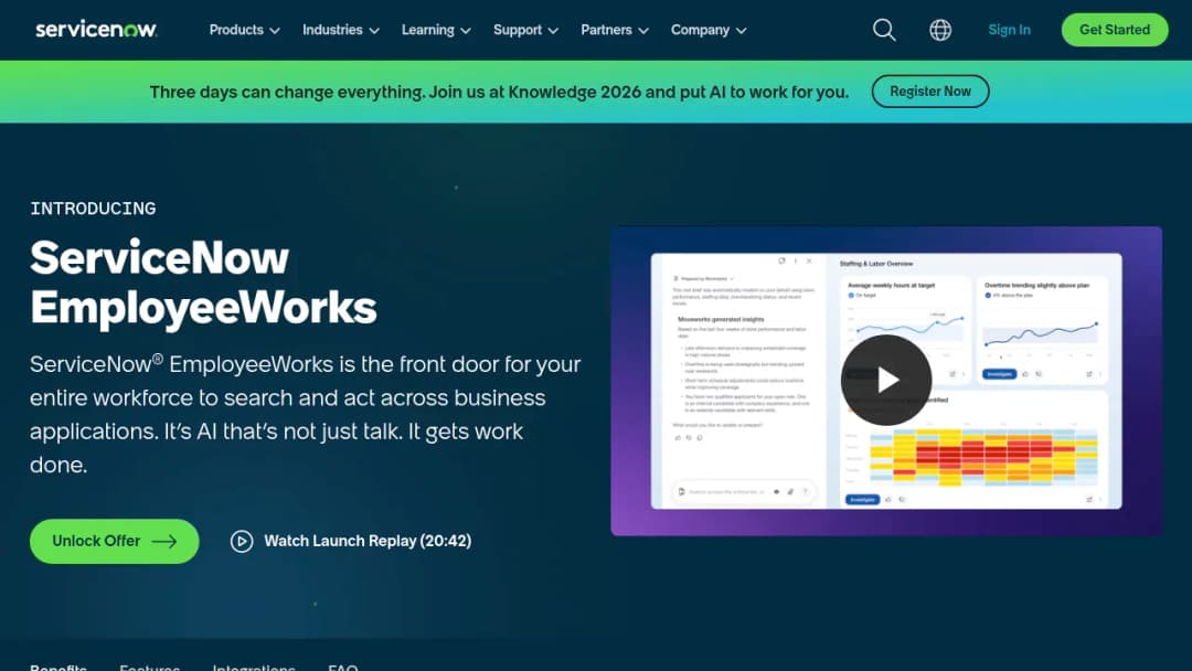 ServiceNow EmployeeWorks screenshot