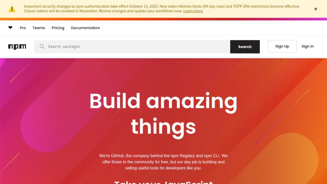 npm screenshot