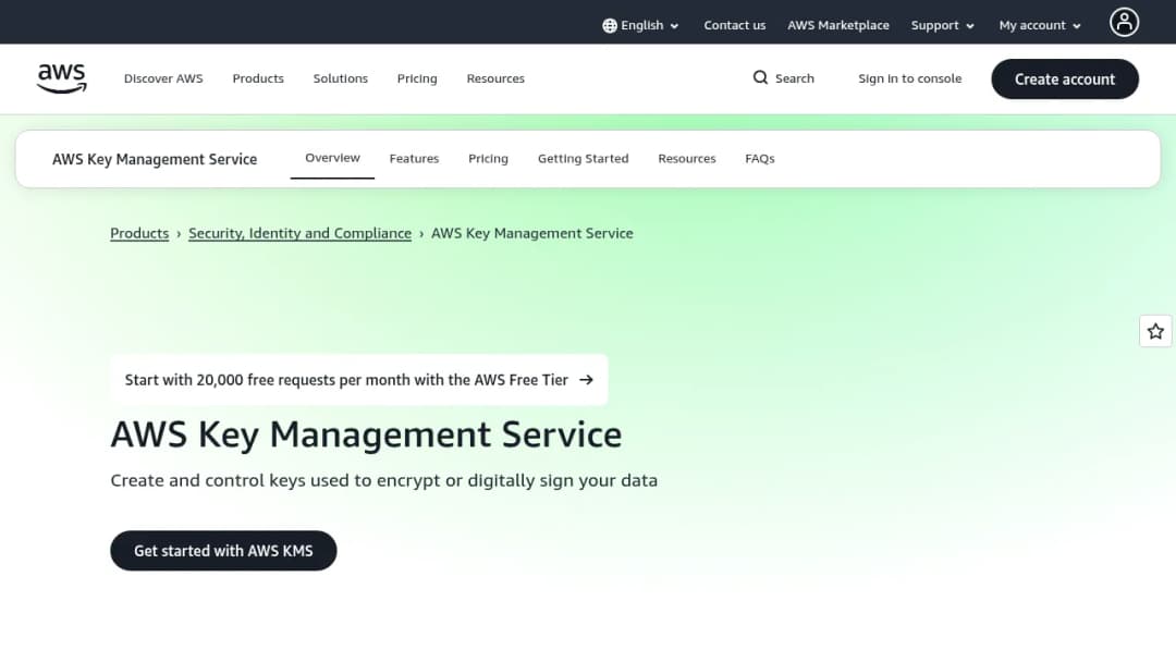 AWS Key Management Service (KMS) screenshot