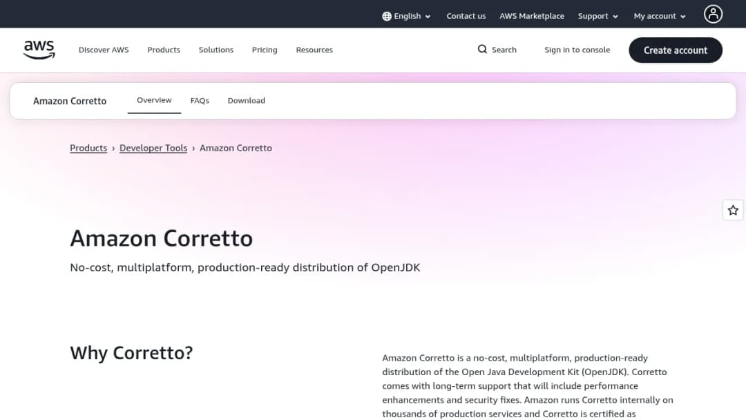 Amazon Corretto screenshot