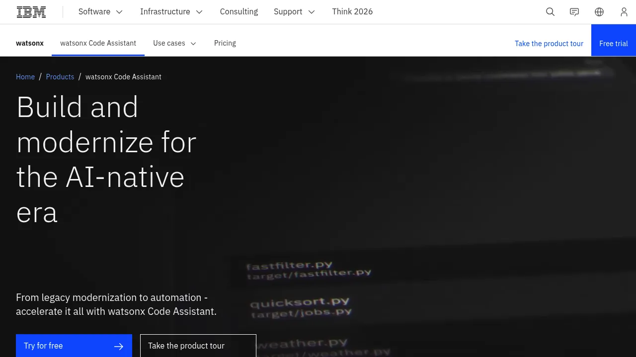 IBM watsonx Code Assistant screenshot