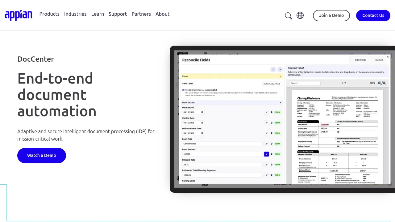 Appian Intelligent Document Processing screenshot