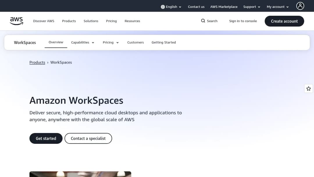 Amazon WorkSpaces Family screenshot