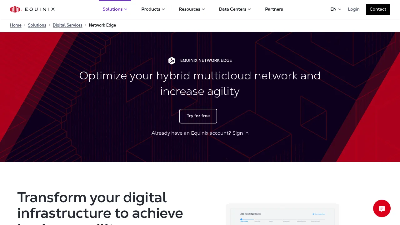 Equinix Network Edge screenshot