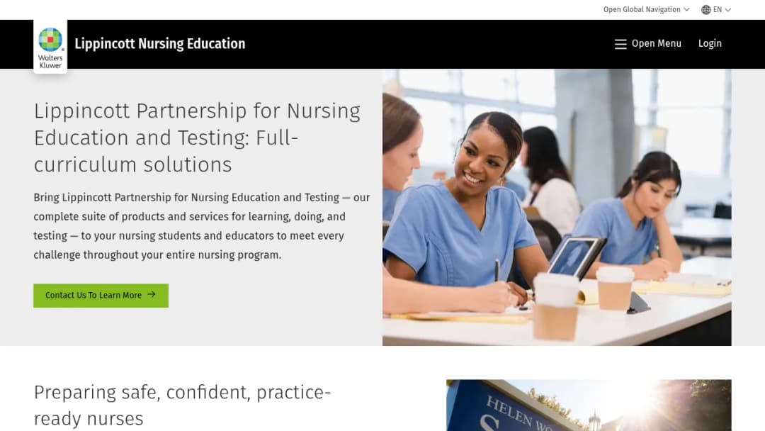 Wolters Kluwer Lippincott Partnership for Nursing Education and Testing screenshot
