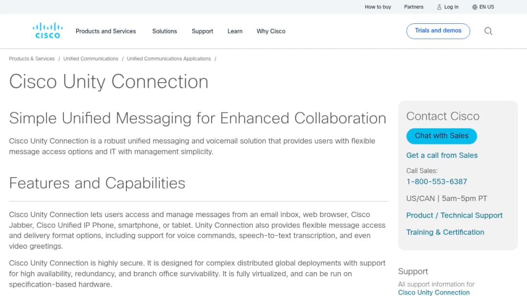 Cisco Unity Connection screenshot