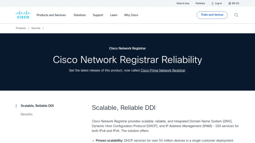 Cisco Network Registrar screenshot