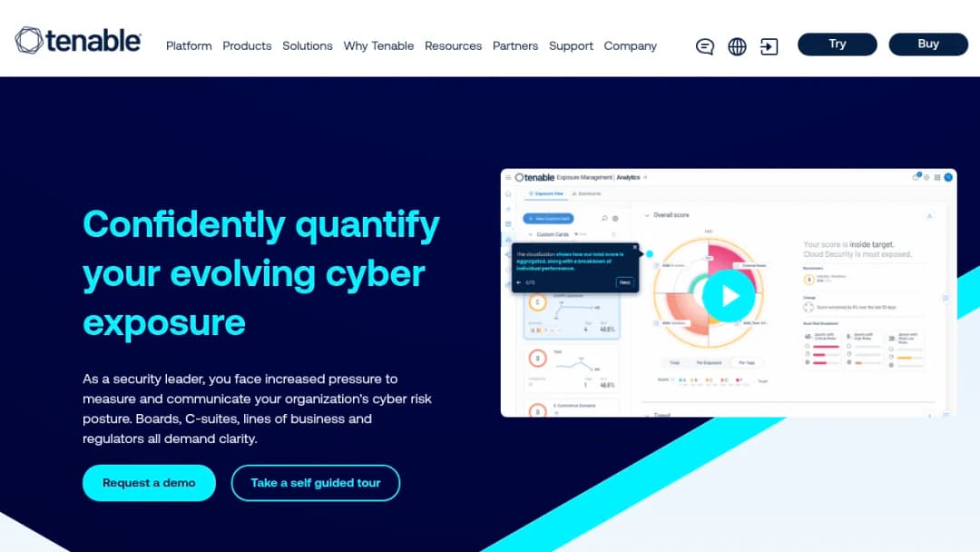 Tenable Exposure analytics screenshot