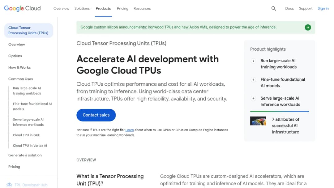 Cloud TPU screenshot