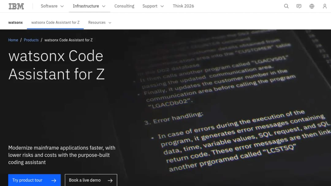 IBM watsonx Code Assistant for Z screenshot