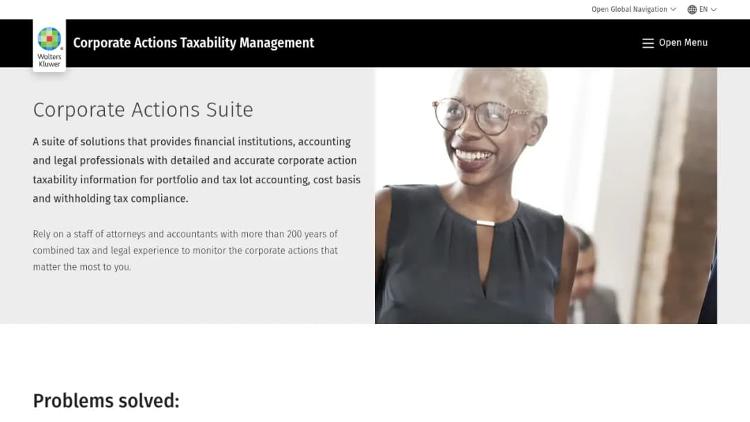 Wolters Kluwer Corporate Actions Suite screenshot