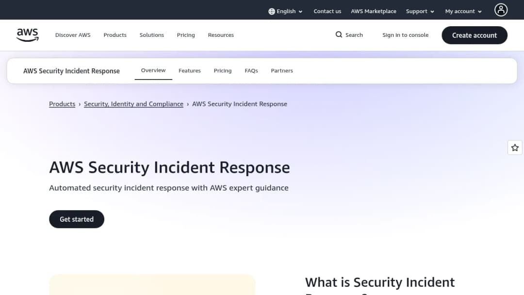 AWS Security Incident Response screenshot