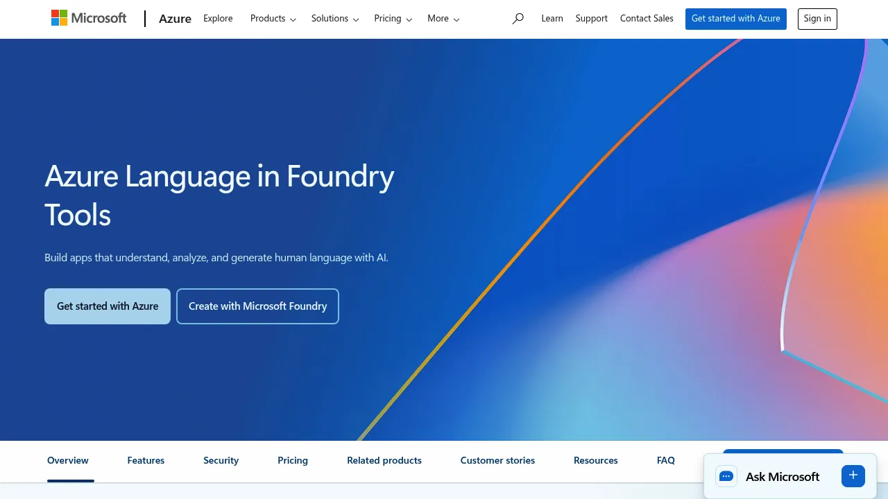 Microsoft Azure Language in Foundry Tools screenshot