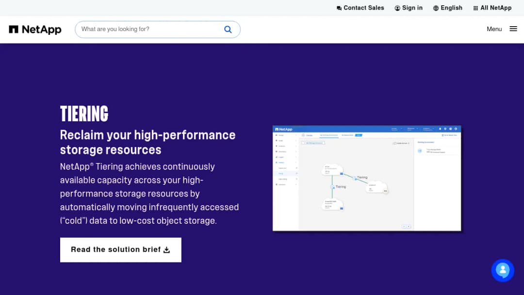 NetApp Tiering screenshot