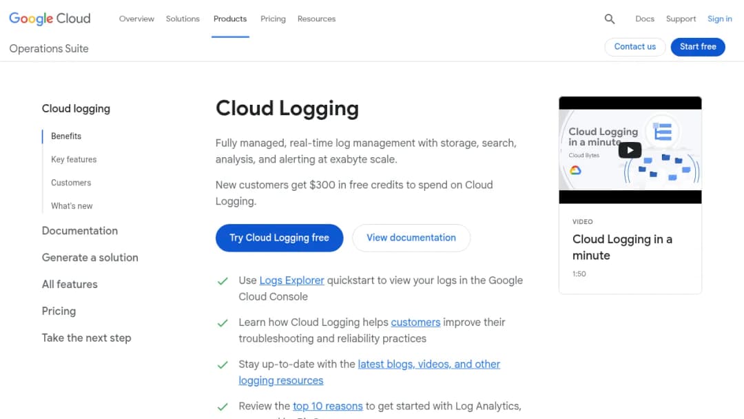 Cloud Logging screenshot