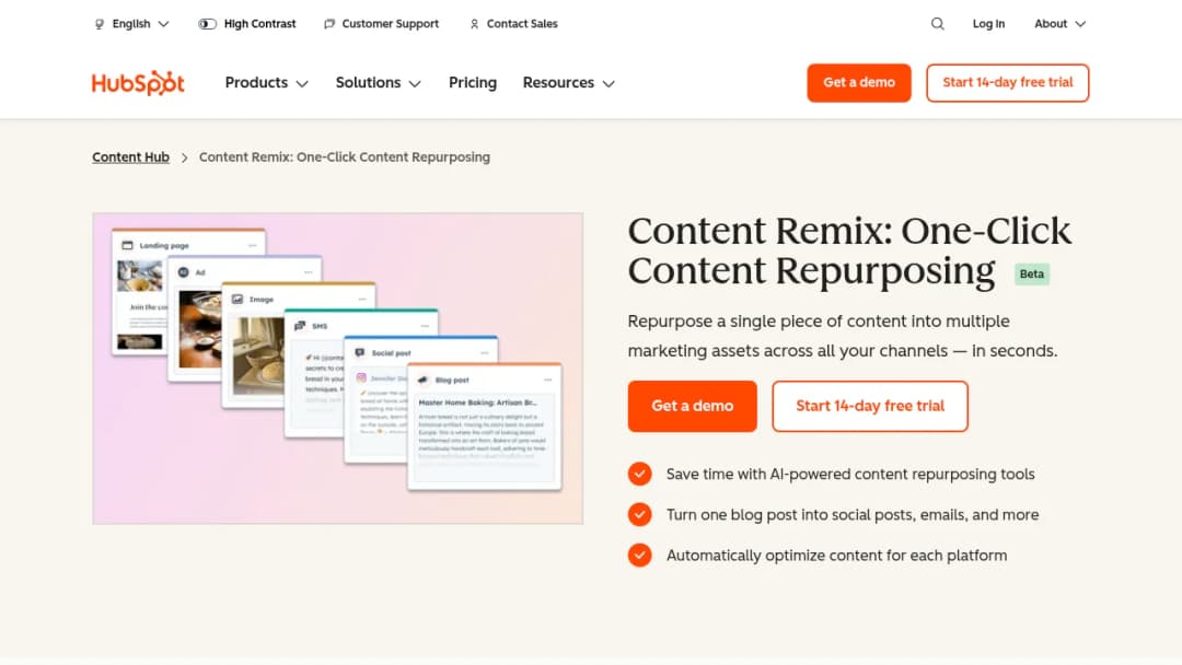 HubSpot Content Remix screenshot